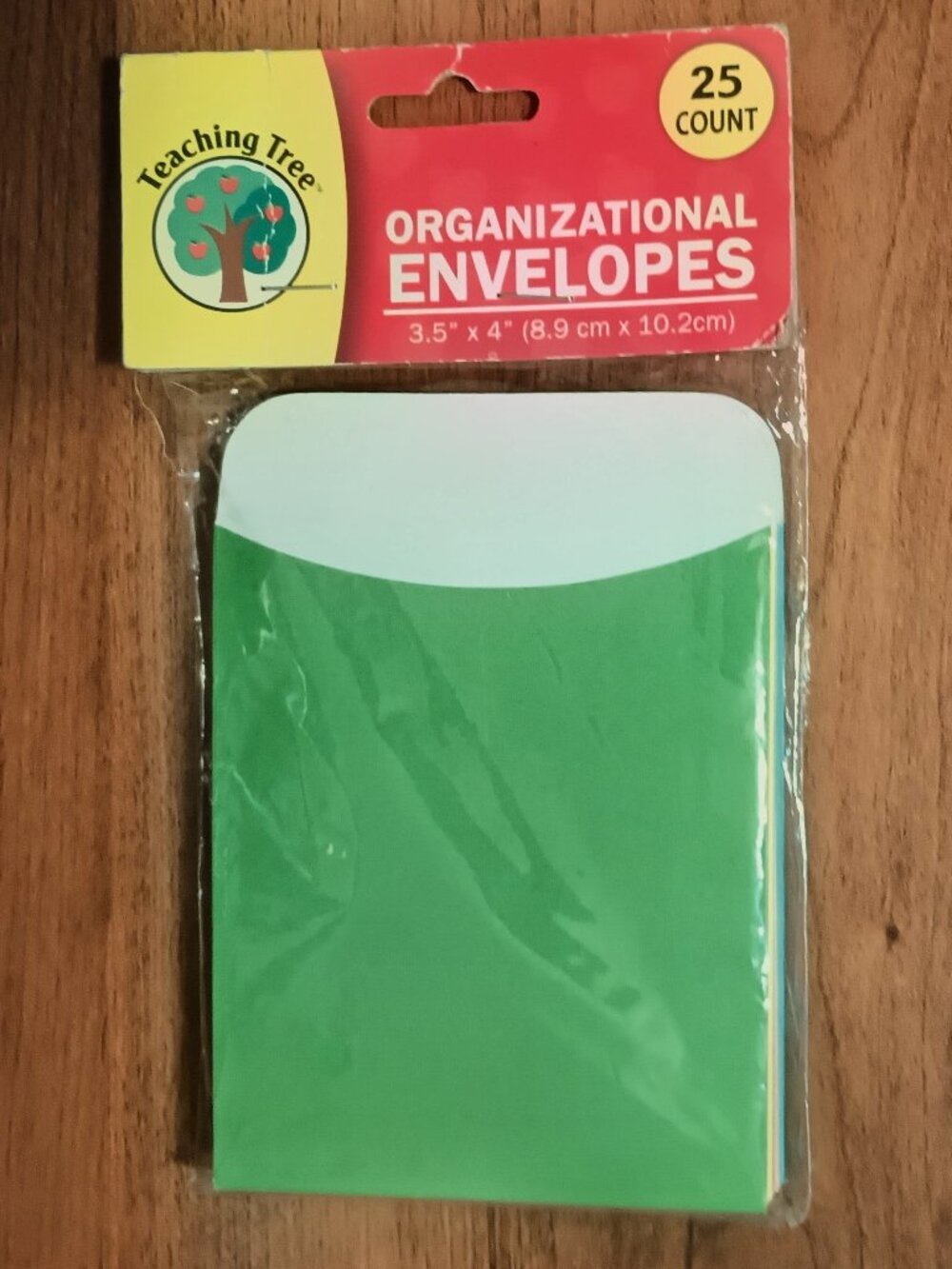 Teaching Tree Library Card Pockets Assorted Colors 3 .5" X 4", 25 Ct. Package